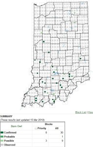 Records of barn owl breeding sites in Indiana